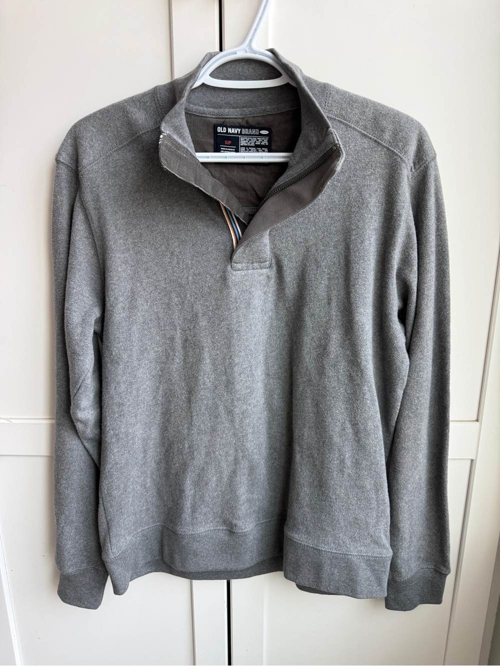 Vintage Y2K Old Navy Gray Quarter Zip Pullover Sweatshirt Men’s Small
